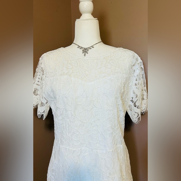 New w/ Tag MSLG Women's Round Neck V-Back Lace Dress Size XL - Picture 7 of 8